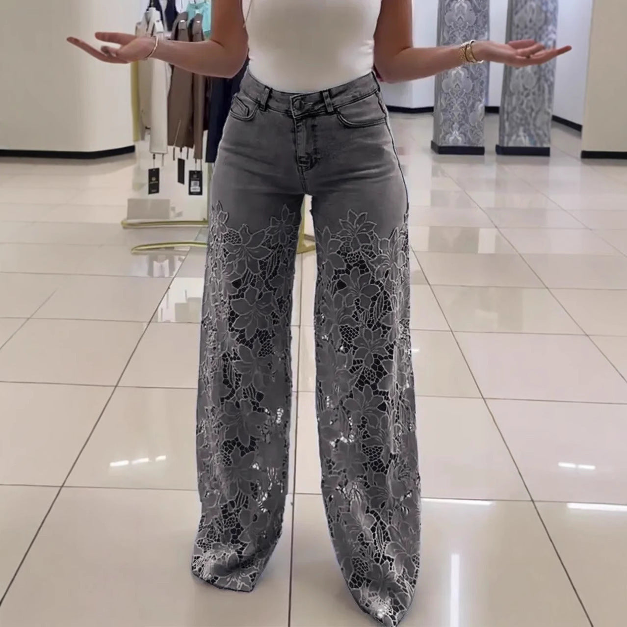 Trendy Luxe Lace Jeans