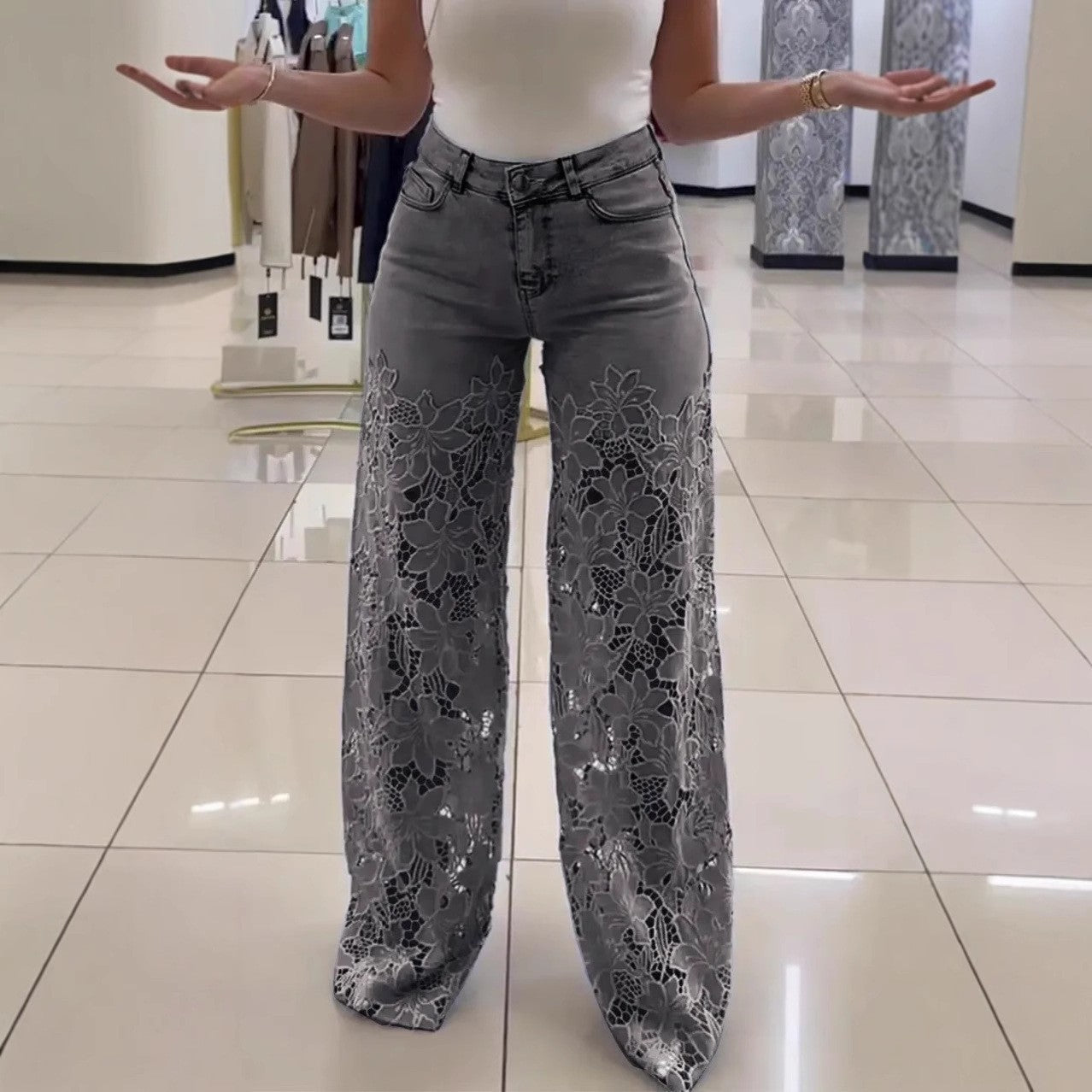 Trendy Luxe Lace Jeans