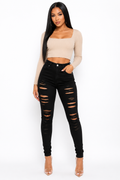 Midnight Doll Distressed Skinny Jeans