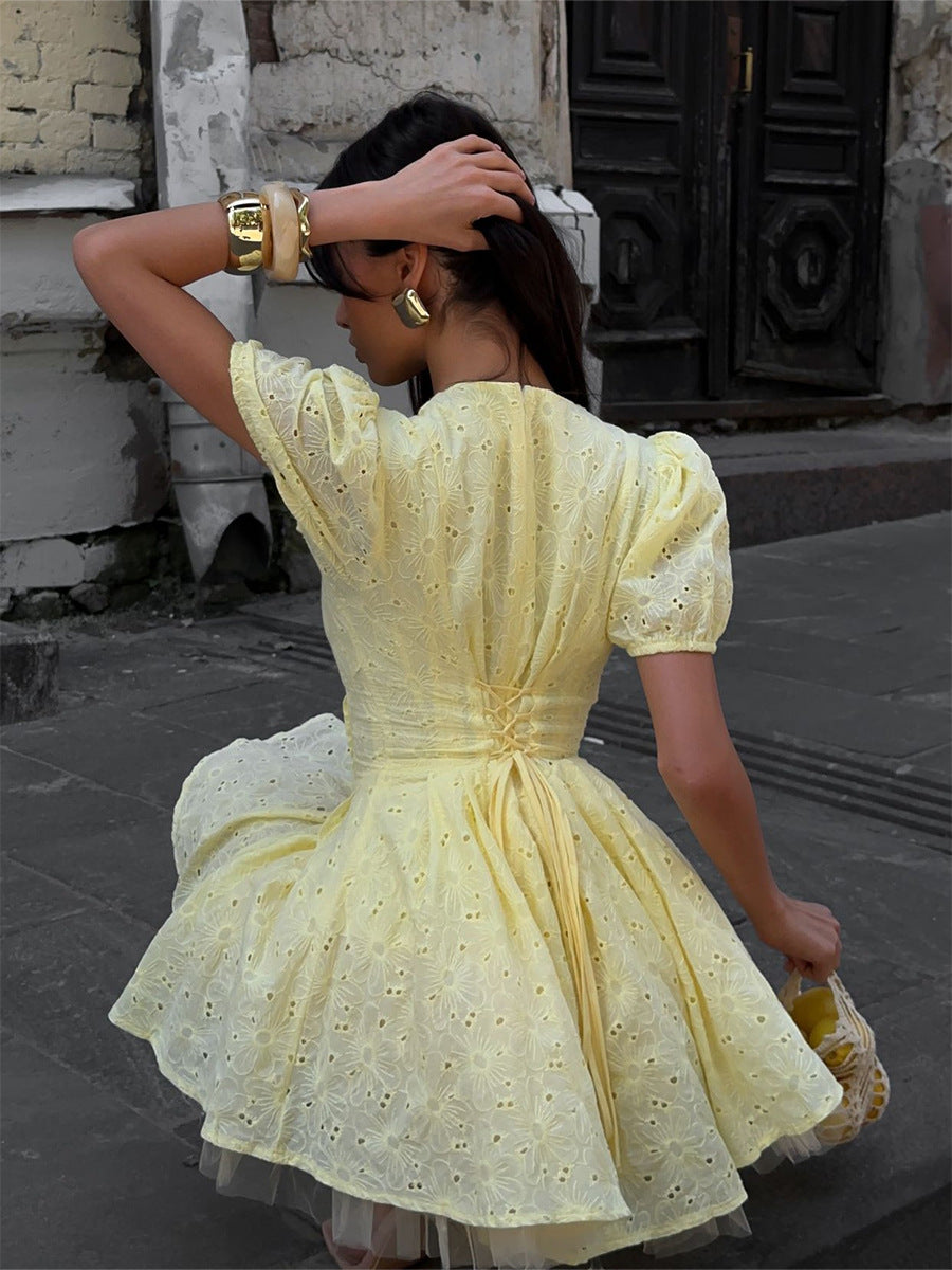 Waist Tie Doll Mini Dress