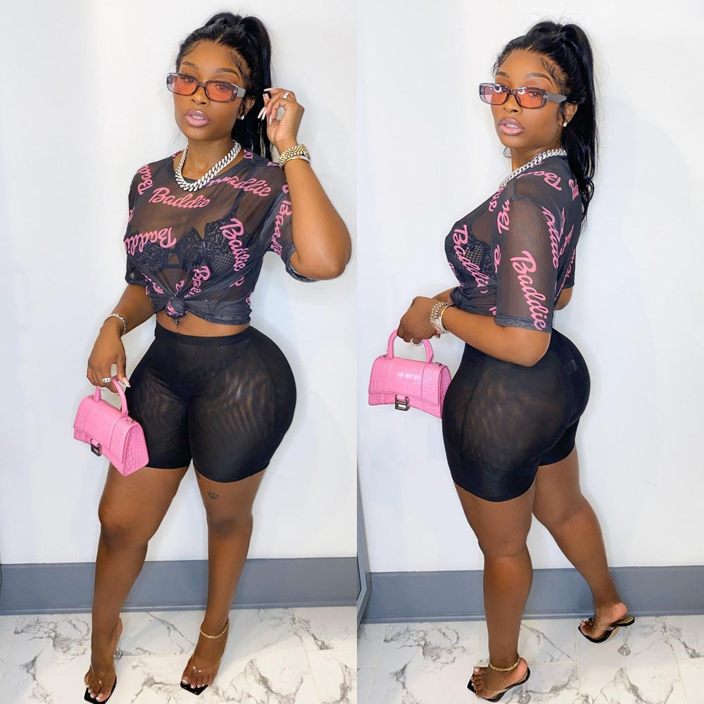 Black & Pink Sheer Set