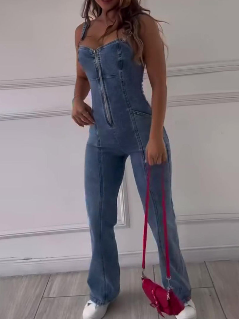 Miracle Blue Denim Utility Jumpsuit